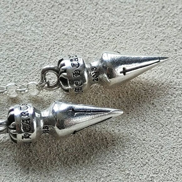 Chrome Hearts Spike Drop Earrings (Pair) 925 Sterling Silver - Picture 12 of 12